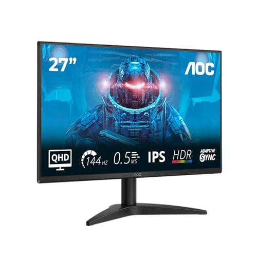 Image of AOC Q27B36X 27 inch WQHD Monitor 144Hz, IPS Panel, 0.5ms MPRT, Adaptive Sync, HDR10, (2560x1440 HDMI 1x 2.0 DP 1.4) Black