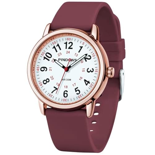 Image of PINDOWS Watches for Women, Analog Quartz Ladies Watches for Students Women and Men, 30M Waterproof Military Time Luminous Easy-Read Dial