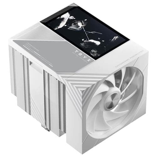 Image of TRYX TURRIS 620 Dual Tower CPU Air Cooler with 5.0-Inch 720p IPS LCD Display, 280W TDP, Six Heat Pipes, Rail-Mounted ROTA Fans, AM5 & LGA1700 Compatible - White