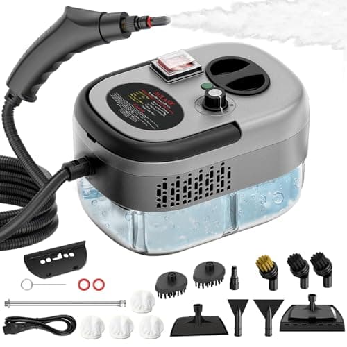 Image of Rewing Steam Cleaner Handheld Steam Cleaner 1.2L Water Tank, 15s Fast Heating, with 14 Accessories, for Multi-Surface Stain Removal, Perfect for Stain Removal, Car ((Gray))
