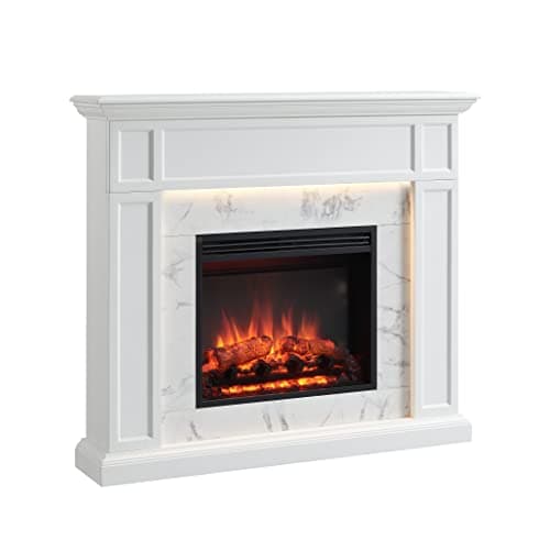 Image of FLAMME Beaumont 48" Electric Fireplace Suite with White Surround and 2kW Heater