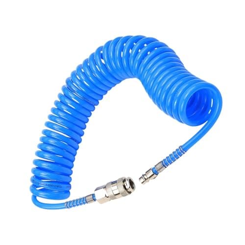 Image of TIANLIN 6M PU Air Compressor Hose Blue, with 1/4" Quick Connect Fittings, Coiled Air Line Hose 5mm x 8mm (Max Pressure 10 Bar) for Compressor