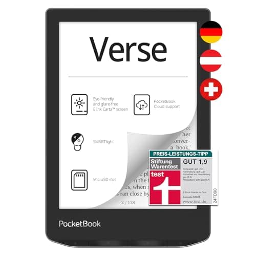 Image of PocketBook E-Book Reader Verse (German Version) Memory 8 GB (Expandable) E-Ink Display Carta 15.2 cm (6") Mist Grey