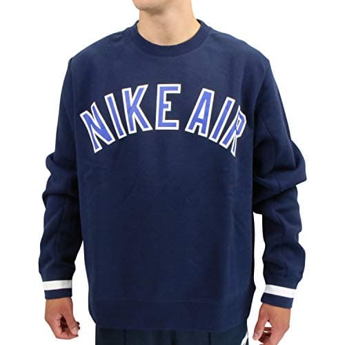 Image of Nike Men M Nsw Air Crew Flc Long Sleeved T-Shirt - Obsidian/Obsidian/Obsidian, Small