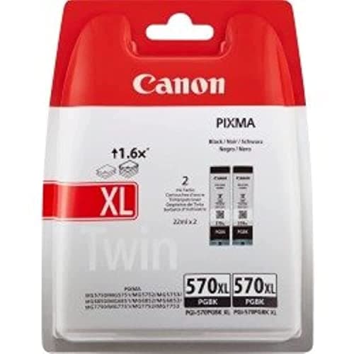 Image of Canon PGI-570 XL TWIN Pack of 2 cartridges (2x Black XL) Genuine (Plastic Pack)