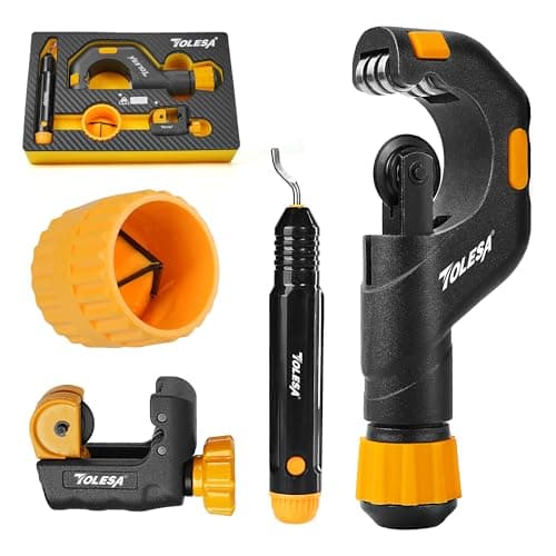 Image of TOLESA Pipe Cutter 3-50mm with Deburrer, 4 in 1 Pipe Cutter for Plastic, Thin Stainless Steel, Steel, Copper Pipe, Aluminum, PVC Pipe Cutting