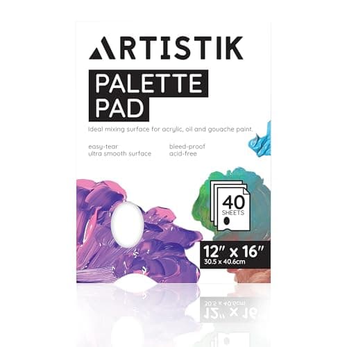 Image of Artistik Tear-Off Disposable Palette Paper Paint Pad | 12"x16" / 30x40cm, 40 Sheets | Bleed-Proof Acrylic Paint Paper for Watercolor & Gouache Mixing