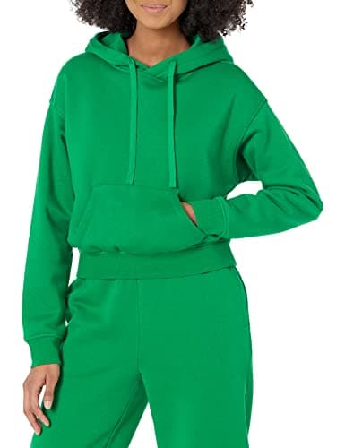 Image of Amazon Essentials Women's Crop Pullover Hoodie Sweatshirt (Available in Plus Size), Green, Large