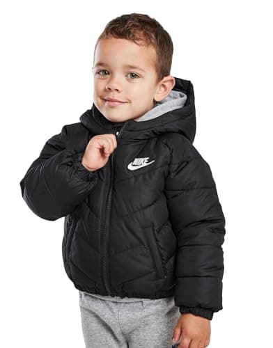Image of NIKE Kids Padded Jacket Core Just Do It Full Zip Hooded Coat Black 86K082 023 New (as8, age, 4_years, 5_years, regular)
