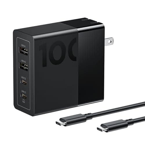 Image of Lenovo 100W USB C Charger, 4-Port Multi-Device Fast Charging, Black GaN Power Block with 240W Cable, for Thinkpad, MacBook, Dell XPS, iPhone, Samsung