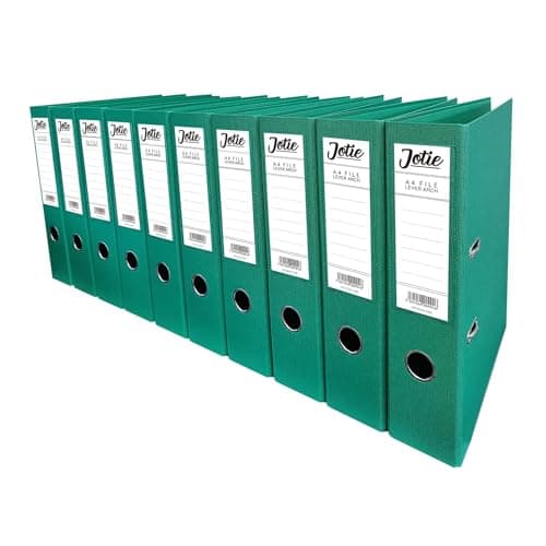 Image of Set of 10 Green A4 Lever Arch Files for Paperwork A4 Folders with 70mm Spine, Thumb Ring & Elegant Anti-Spill Cover | Large Ring Binders | File Storage & Office Supplies