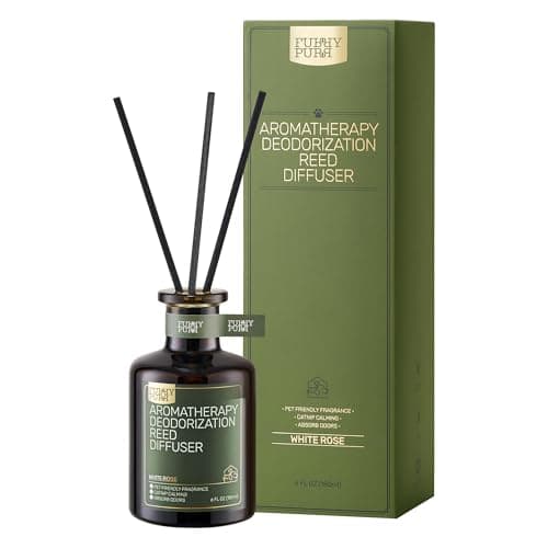 Image of FURRYPURR Reed Diffuser for Pet Odor Elimination, White Rose, Non-Toxic & Pet-Friendly Air Freshening, 6 Oz