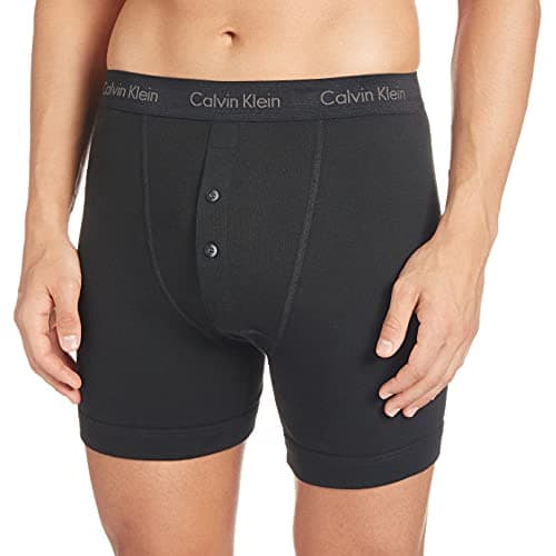 Image of Calvin Klein - Calvin Klein Boxer Brief - Button Fly - Long Leg Boxers for Men - Mens Boxer Shorts - Boxer Shorts Men - Pack of 1 - Black - Small