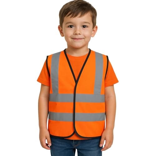 Image of Step Ahead Kids Hi-Vis Safety Vest – High Visibility Reflective Waistcoat for Children, EN1150 Compliant, Lightweight, For Boys & Girls - Age 4 – 6 (Orange | Small)
