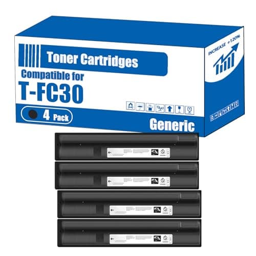 Image of TOEPPEX Compatible for Toshiba T-FC30 Toner Cartridges E-Studio 2050 C 2050 C SE 2051 C 2550 C 2550 CSE 2551 C Printers, High Yield 38000 Pages, Accurate Imaging Rich Colors (4 Pack Black)