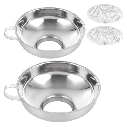 Image of A Selected Stainless Steel 2-Piece Kitchen Funnel with Sieve for Large Oil, Beans and Jam