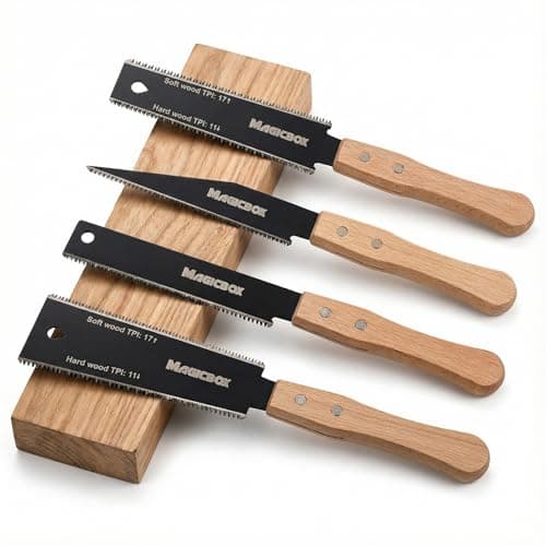 Image of Magicbox Japanese Pull Saw Set, 4pcs Woodworking Hand Saws with Fine Teeth & Wood Handle, Double Edge & Flush Cut Saws for Precision Wood Cutting, DIY and Carpentry Projects, Japanese Saw Set