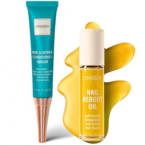 Image of Onsen Secret Nail Reboot Duo - Treatment for Damaged Nails - Natural Nail Care & Cuticle Repair - Visible Results For Perfect Nails, Cuticle Cream 15ml & Nail Cuticle Oil - 10ml