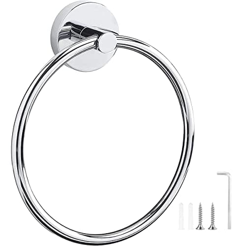 Image of Towel Holder, Stainless Steel Bathroom Towel Ring, Wall Mounted Hanging Towel Hanger, Towel Rails for Bathroom & Kitchen Storage (Classic)