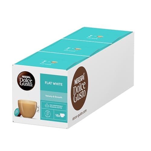 Image of NESCAFÉ DOLCE GUSTO Flat White Coffee Pods - total of 48 Creamy Coffee Flavoured Pods (3 Packs) 16 Pods
