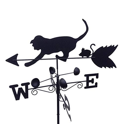 Image of Garden Market Place Weathervane - CAT & MOUSE steel weathervane with ground spike and wall fixing.