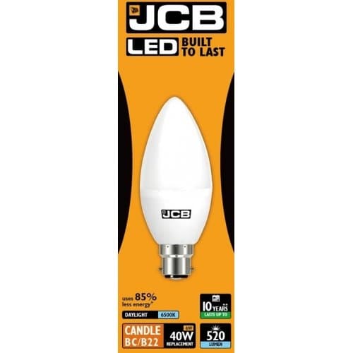 Image of [3 Pack] 6w = 40w LED BC B22 Opal Candle Light Bulb 6500k Daylight 470lm's (JCB S10979)