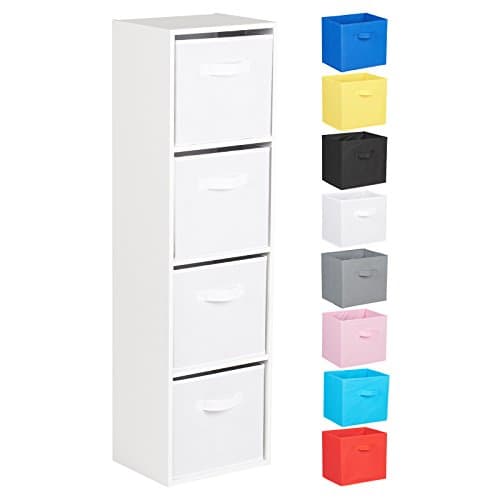 Image of Hartleys 4 Tier White Cube Unit - Choice of Storage Boxes