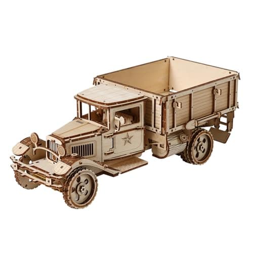 Image of comfoyar 3D Wooden Puzzle Truck, Wooden Car Model Kits for Adults to Build, DIY Vehicle Construction Craft Kits, Home Decor and Christmas Birthday for Men Husband