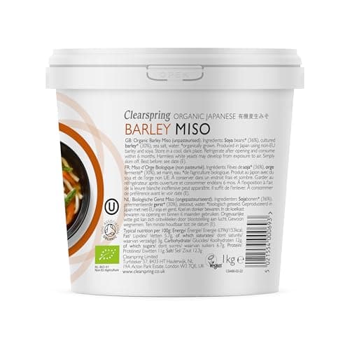 Image of Clearspring Organic Japanese Barley Miso Paste | Unpasteurised | 1kg | Aged in Cedarwood Kegs | High in Protein | Vegan | Kosher