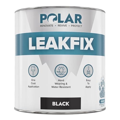 Image of Polar Leak Seal Paint - 500ml, Black - Waterproof Roof Sealant for Leaks & Cracks - Seals and Protects Roofs, Gutters, & Drainpipes from UV Damage - Easy One Coat Application