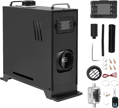 Image of Jacgood 12V 5KW-8KW All In One Diesel Air Heater, With Remote Control LCD Monitor Low Noise Fast Heating Parking Heater, For Car Trucks Boat Bus RV and Trailer (Black)