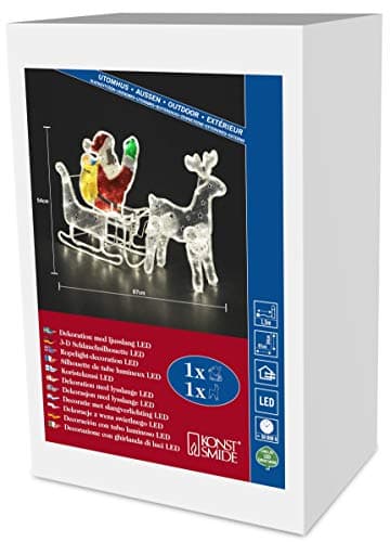 Image of Konstsmide Outdoor Decoration LED Rope Light Santa in Sleigh and Reindeer 108 LEDs - Warm White, 3907-100