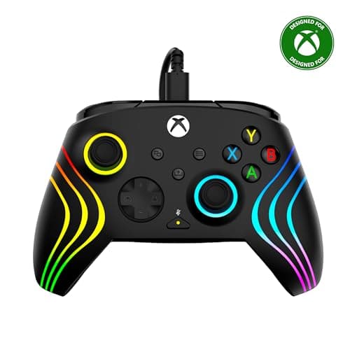 Image of Turtle Beach Afterglow Wave Black Wired RGB Gaming Controller with Mappable Buttons, Hall-Effect Hair Triggers and Audio Controls. Licensed for Xbox Series X orS, Xbox One & Windows
