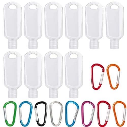 Image of ROBGZMQW 10Pcs Hand Sanitiser With Clip, Hand Sanitiser Travel, Hand Sanitizer With Clip, Refillable Travel Bottles For Hand Gel And Toiletries, Outdoor, Business Trip (50ml)