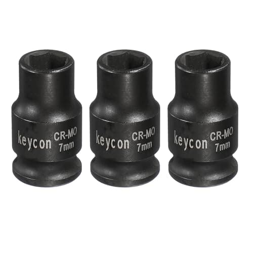 Image of sourcing map 3Pcs 6 Point Shallow Impact Socket 1/4 Inch Drive 7mm Metric Standard Socket Cr-Mo Steel Spindle Axle Hex Nut Bolt Sockets for Auto Machine Repair