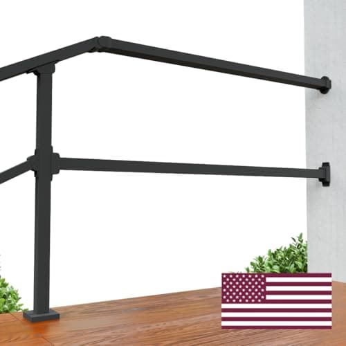 Image of CHR Fence & Rail 122x91.5cm Hand Rails for Outdoor Steps Extension, 122cm Rectangular Handrail Extension to Wall, Handrails for Step Landings Ideal for Porch, Deck, Stair Railing Indoor & Outdoor