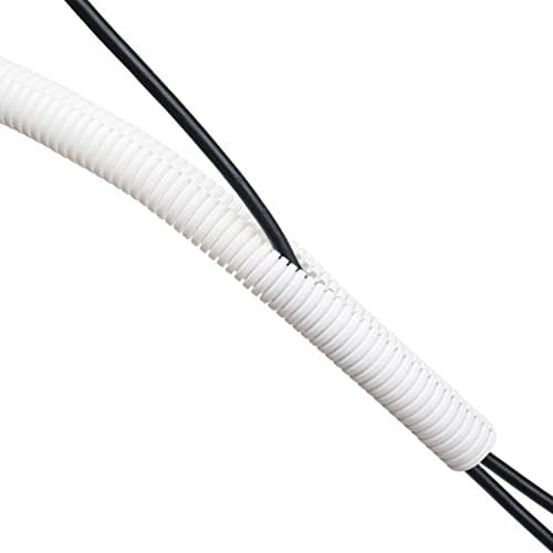 Image of D-Line Cable Tidy Tube, Pre-Split Cable Sleeve, Flexible LDPE Electrical Conduit, PC Cable Management, TV Wire Hider - 25mm Diameter, 1.1m Length - White
