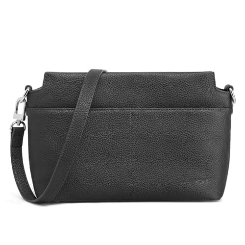Image of S-ZONE Medium Pebbled Leather Crossbody Shoulder Bag for Women Handbag Purse with Adjustable Strap