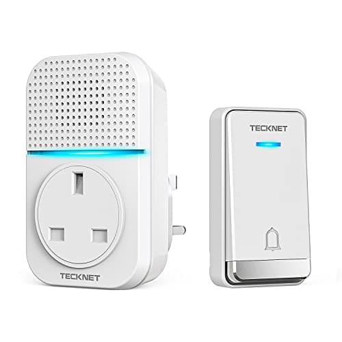 Image of TECKNET Wireless Doorbell, No Battery Required Self-Powered Door Bell Plug in Waterproof IP65 Cordless Doorbell Chime Kits at 1300ft Range with 60 Chimes, 5-Level Volume with LED Light