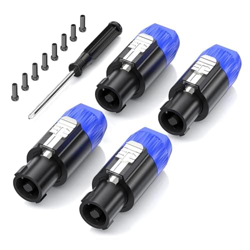 Image of Jumwa 4Pack Speakon Connector With Screwdriver Audio Speaker Adapter Plug Twist Lock Compatiable with Speakon NL4FC, NL4FX, NLT4X, NL2FC, Type3