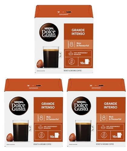 Image of NESCAFÉ DOLCE GUSTO Grande Intenso Coffee Pods x16 (PACK of 3, Total 48 Pods) – Bold & Aromatic Long Cup with Rich Crema
