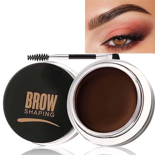 Image of Waterproof Eyebrow Pomade Kit with Dual-Ended Brush - Smudgeproof & Long-Lasting 3D Brow Gel Soap (Dark Brown) | Quick-Dry Formula, Oil-Free & 12H Wear for Natural-Looking Defined Brows