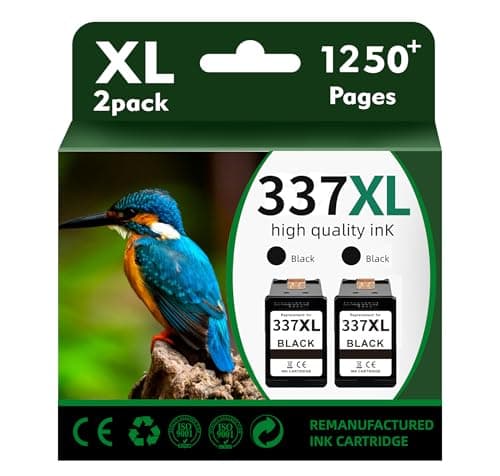 Image of PFKink 337XL Black Ink Cartridge Replacement for HP 337 Photosmart C4180 C4188 D5155 D5156 Deskjet 5940 5943(2 Black)- Packaging May Vary