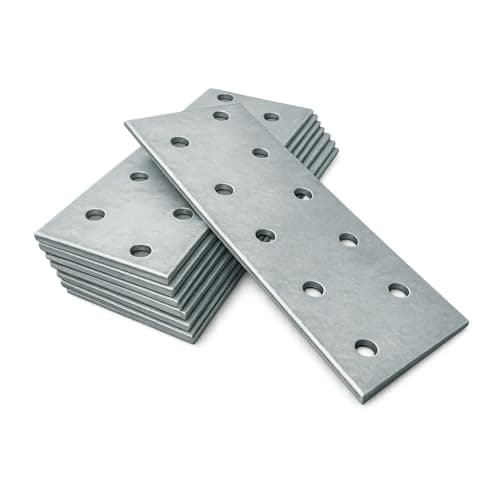 Image of OMIDEAS 10 x Flat Joining Plates (100 x 40 x 2) Connecting Perforated Metal Brace Bracket Timber Wood Fixing Galvanised Steel Repair Connector