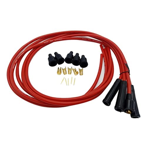 Image of 1 Set SHLPDFM Sparkplug leads Red Silicone 8mm 1m Leads Universal fits for 4 Cylinder Classic Cars