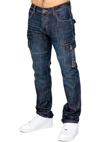 Image of 989Zé ENZO Mens Jeans Straight Leg Regular Fit Casual Cotton Denim Pants Trousers All Waist Sizes EZ626 Dark Blue 30W / 30L