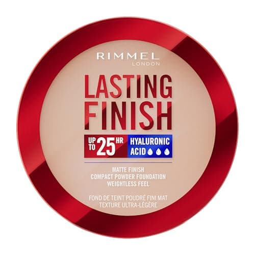 Image of Rimmel Lasting Finish 25 HR Compact Foundation 004 Rose Ivory, Matte Buildable Coverage, Powder-to-Cream, Anti-Pollution Shields, SPF 20, Hyaluronic Acid, Waterproof, Hides Imperfections