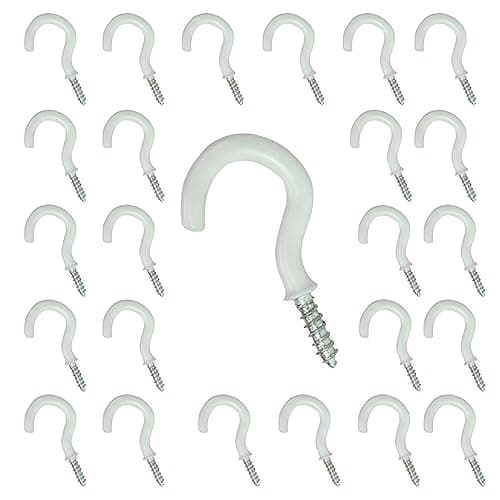 Image of fiXte® Plastic Coated Shouldered Mug Cup Hooks, 25 mm (1.1/2 inch) - White (Pack of 25)