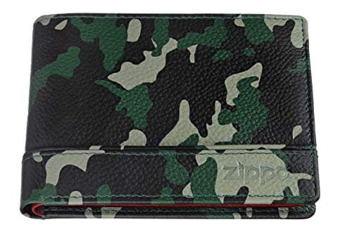 Image of Zippo - Purse/Wallet for Women and Men, Leather, Green Camouflage, with RFID Protection, Ideal for Cards and Notes