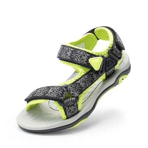 Image of DREAM PAIRS Boys Girls Sandals Sports Outdoor Athletic Sandals for Kid Adjustable Strap Open Toe Summer Sneakers,Size 4 Toddler,Grey/Green,170892-K